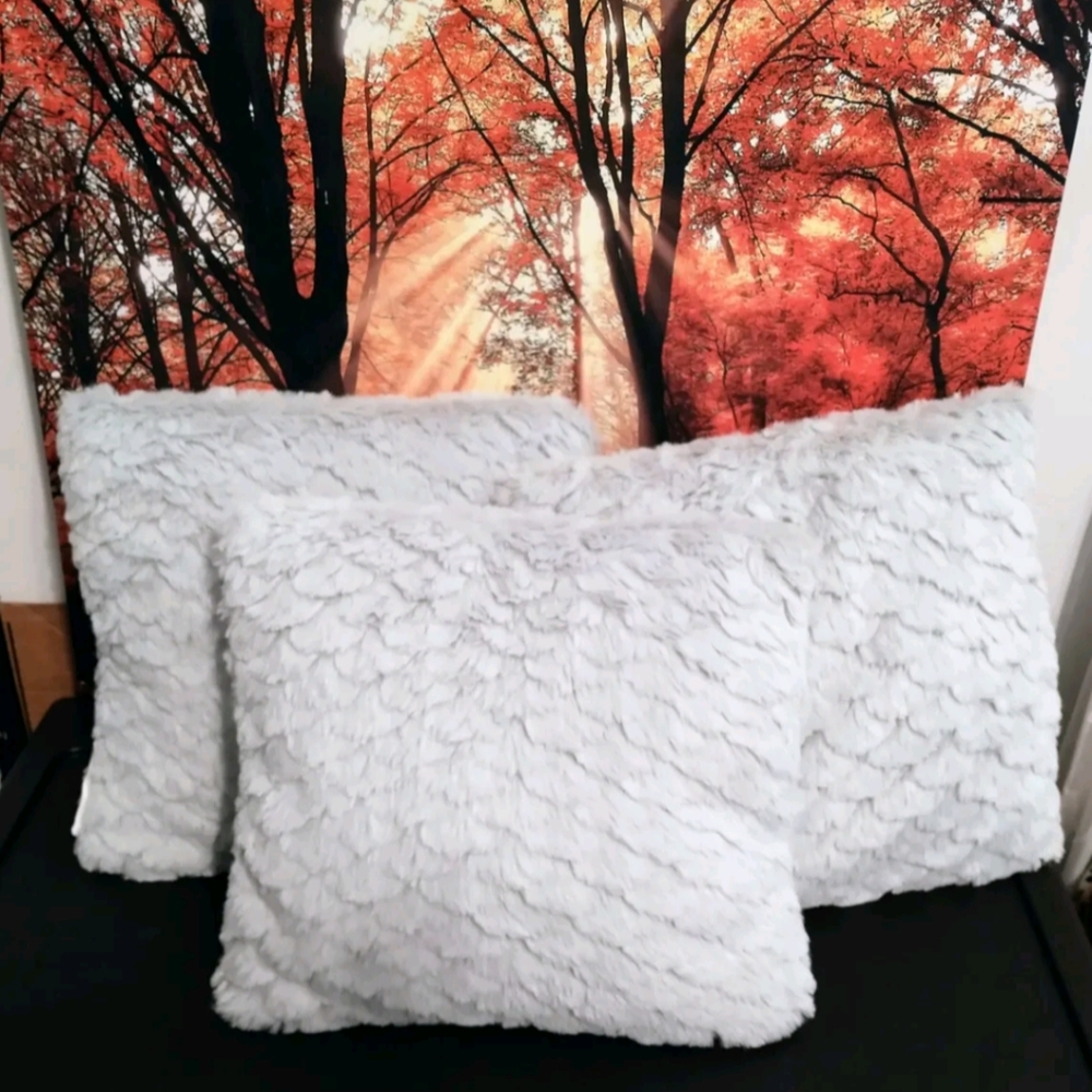 Faux Fur Mini Light Green Decorative Pillows Set of 3